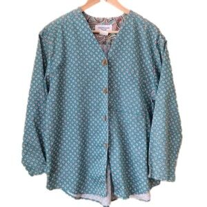Vintage Ellen Margaret Moody tiny calico floral print blouse size L